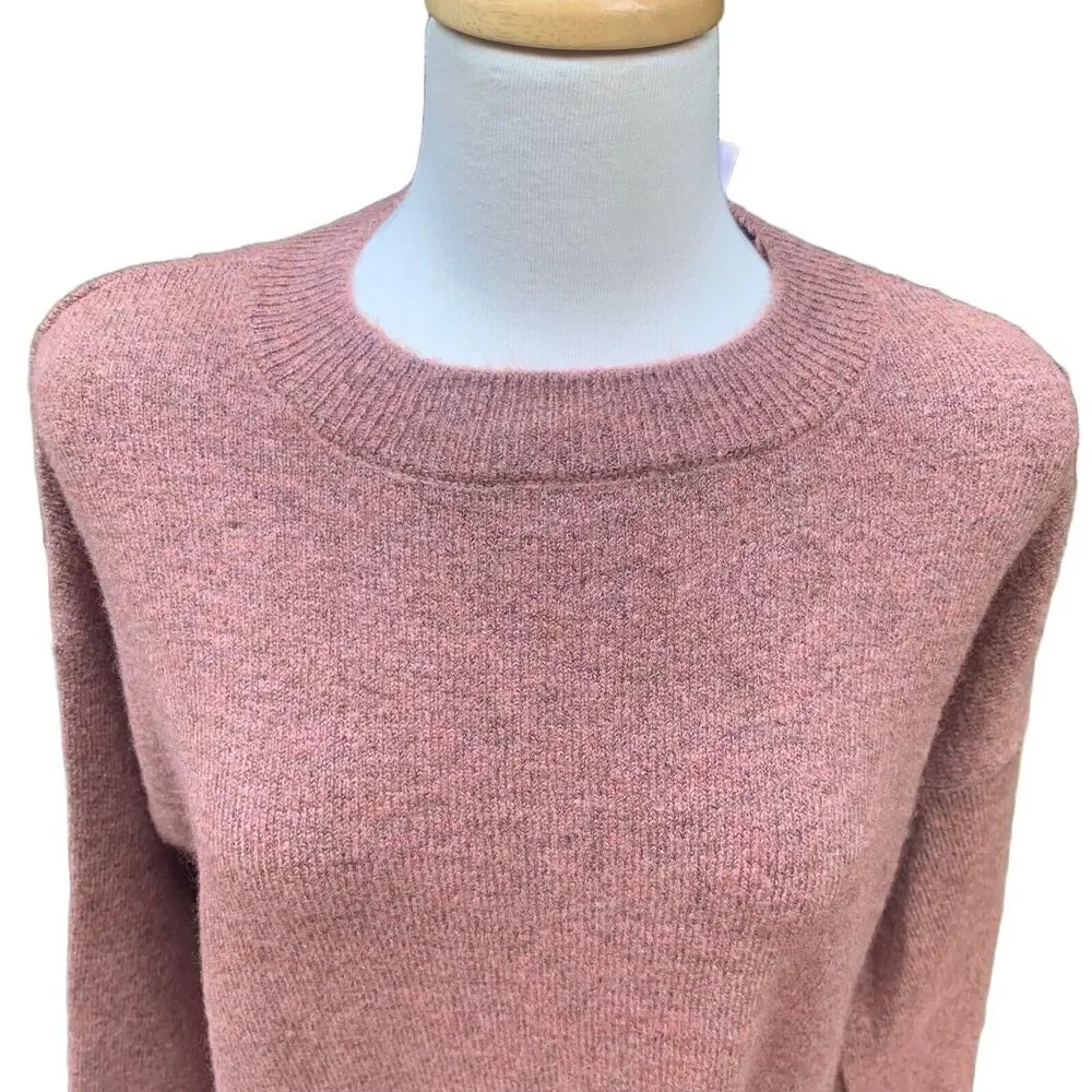 Topshop Oversized Sweater Sz 6 Dusty Rose‎ Pink Puff Sleeves  NWT Cozycore